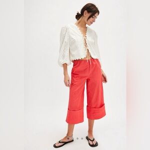Free People Lula Cuff Pants in Flame Red